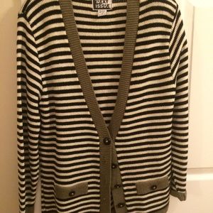 Women's Sweater Black White Gray Stripe Small